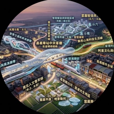「十字廊帶」經濟學 — 以嘉義車站為核心的十字廊帶城市願景示意