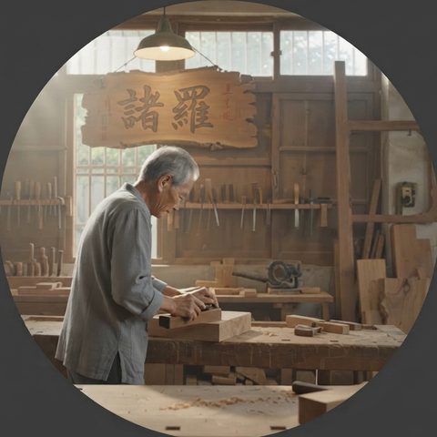 木都經濟學 — 木作老師傅刨木的工坊場景